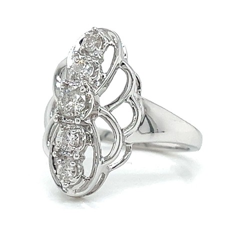 Estate 10 Karat Weißgold 0,50 Karat H-I/I1 Diamant Mode Ring Größe 7 - Bild 3 von 4