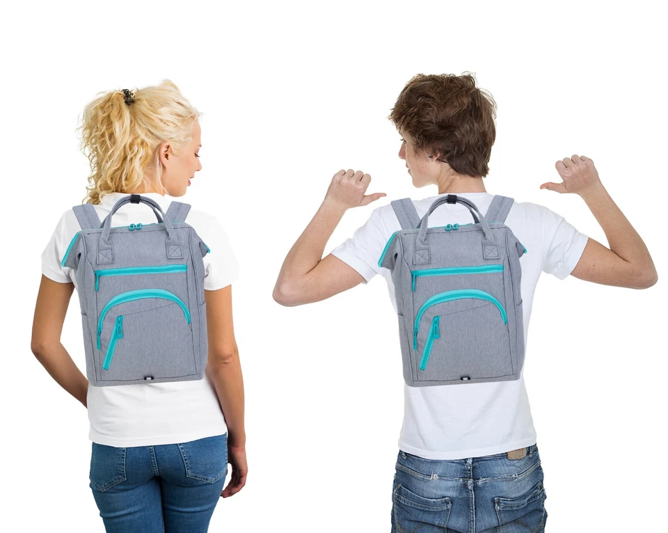 Rucksack Damen Elephant Finn Tasche A4 Freizeit Bag 12830 Hellgrau Zip Türkis +s - Bild 4 von 4