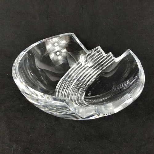 Vintage Libera Crystal Glass Bowl Modern 10" Round Funky Decor - Picture 3 of 8
