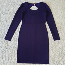 Forever 21 Womens Blue Textured Cut Out Back Sheath Dress Size M Long Sleeves