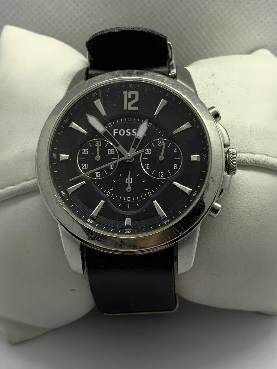 Fossil FS4532 Men s Black Leather Analog Black Dial Quartz Genuine Watch OJ53
