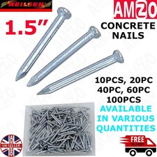 1.5" Concrete Brick Nails Zinc Plated Hardened Steel Masonry Nail 10–100 Pack
