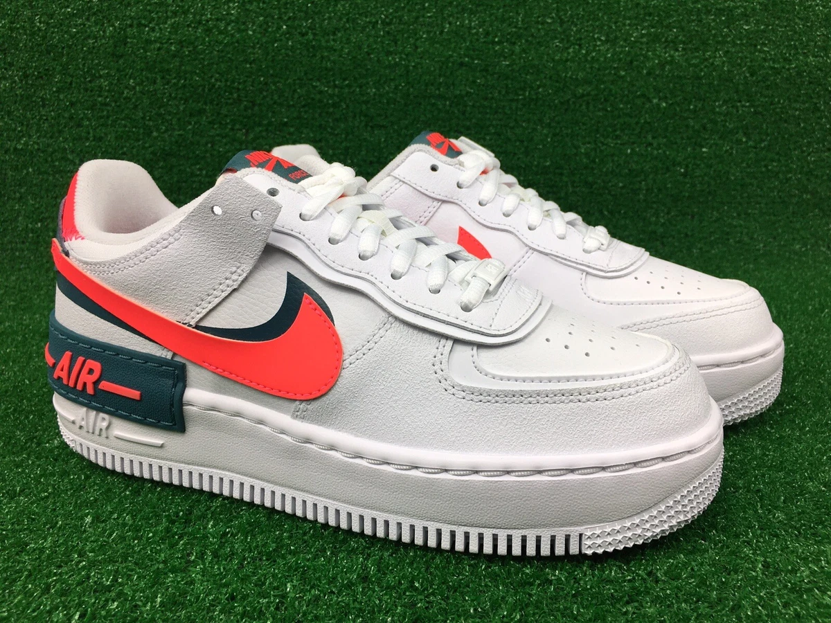 Nike Air Force 1 Shadow Sneakers in White and Red