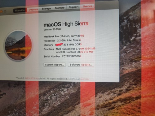 macbook pro 17 inch 2011 2.2GHz Intel core i7 8GB RAM see photo Read Good Batt - Picture 2 of 13