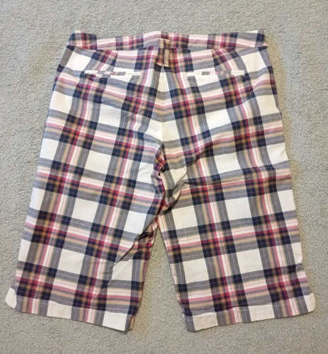 Women's LONDON JEAN plaid chino stretch Bermuda casual wear golf shorts size 4 - Picture 2 of 4