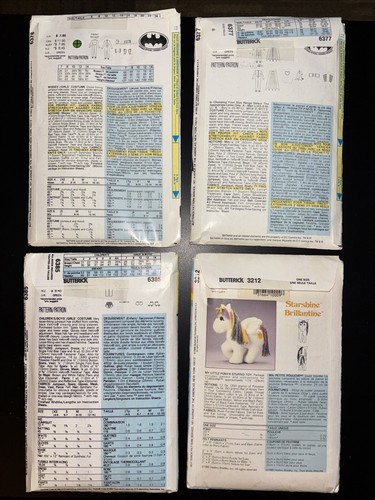 Vintage 1985-1992 Butterick Pattern Service Pony Batman Cat Woman Trolls - Picture 2 of 2