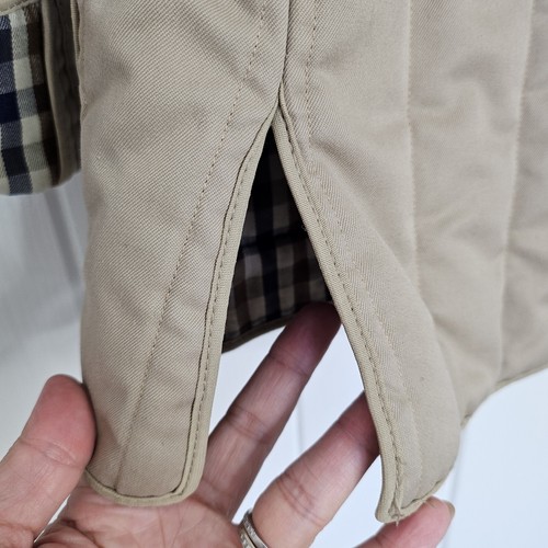 Vtg Aquascutum Beige Navy Check Quilted Jacket Gilet Detachable sleeves 12/14 - Picture 12 of 17