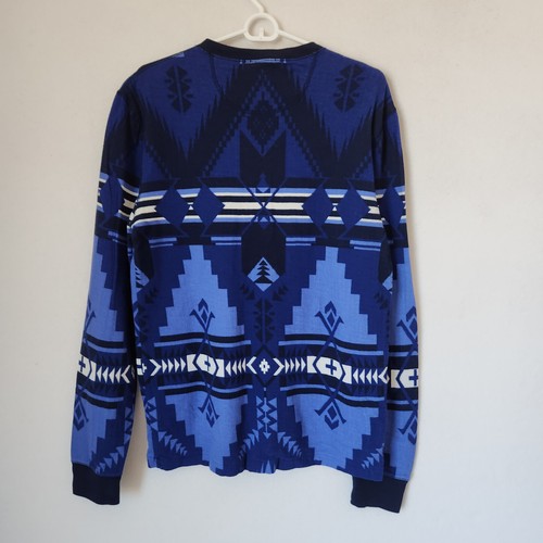 Polo Ralph Lauren Aztec Southwest Henley Shirt Long Sleeve Blue Cotton Men's M - Picture 6 of 10