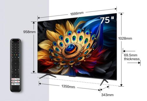 TCL Smart TV 75 Pollici 4K Ultra HD QLED Google TV Onkyo Sound Nero 75C655 - Foto 3 di 10