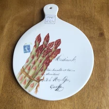 Effetti 8" Trivet Asparagus Cheese Plate Cutting Board Handmade in ITALY NWT