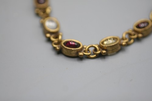 Vintage/Antique GARNET  CITRINE Glass Bracelet Garnet 7"  R10 - Picture 3 of 5