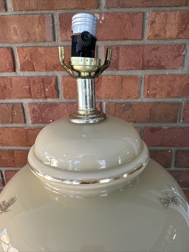 Vintage Chinoiserie Ginger Jar Cream Pink Purple Floral Electric Table Lamp - Picture 4 of 11