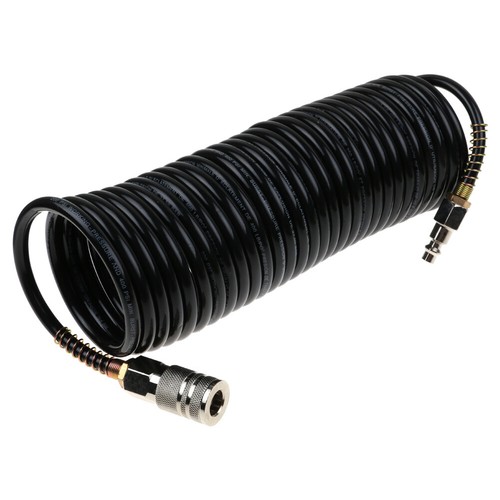 1/4" Black Flexible Air Hose Recoil Pneumatic Airline Compressor Quick Coupler - Picture 3 of 5