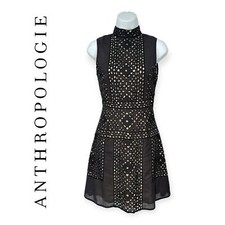 Anthropologie KAS New York | 0 | Sleeveless Cutout Mock Neck Lined Shift Dress
