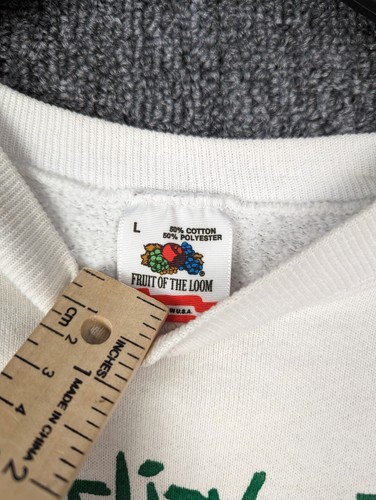 Vintage Weihnachten Sweatshirt Herren L weiß Stechpalme I Believe In Santa Claus Liste - Bild 4 von 10