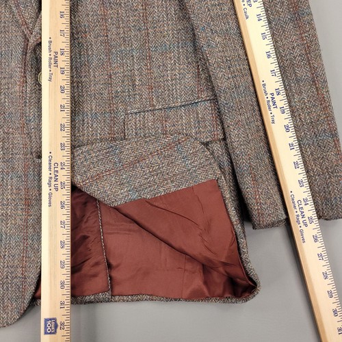 Vintage Tweed Sport Coat Mens 40L Brown Wool Striped Herringbone Jacket Preppy - Picture 14 of 15
