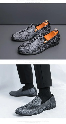 Slip on Loafers Mens Faux Leather Snakeskin Printed Casual Party Nightclub Shoes - Picture 16 of 19