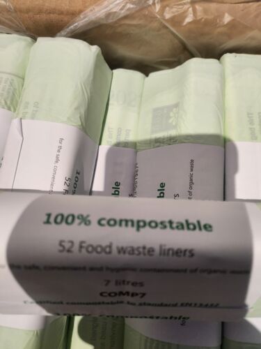 7L EcoBag Compostable Bin Liner 52 Bags Food Waste - 7L Caddy Litre - Picture 2 of 4