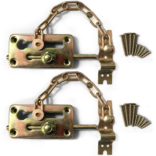2 Door Lock Hinge Chain Bolt Latch Slide Guard Heavy Duty Home Security Hardware