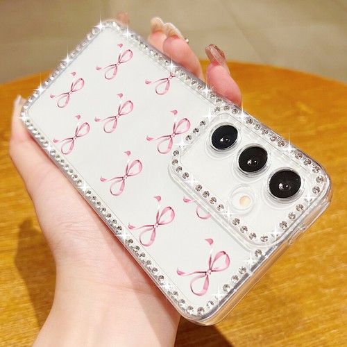 For Samsung S25 S24 Ultra S23 S22 A15 A36 Bow Pattern Clear Silicone Case Cover - Picture 15 of 22