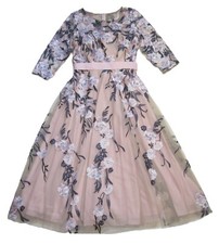 NWT Anthropologie BHLDN Linden in Pink Floral Embroidered Tea-Length Dress 4