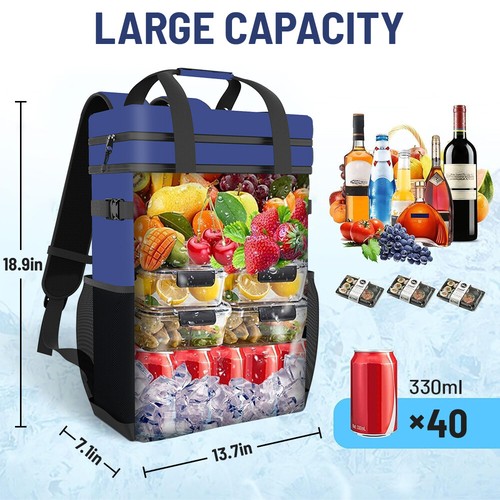 40 Cans Cooler Backpack Insulated Leakproof Waterproof Camping Lunch Picnic Bag - Picture 2 of 16