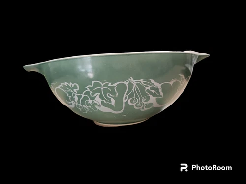 VTG 1960's Pyrex Promotional FETUS Cinderella Green Fruit 4 QT Salad Bowl, #444