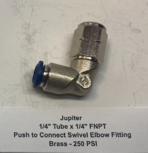 Jupiter 1/4" Tube x 1/4" FNPT Push to Connect Female Swivel Elbow Fitting - Picture 4 of 7