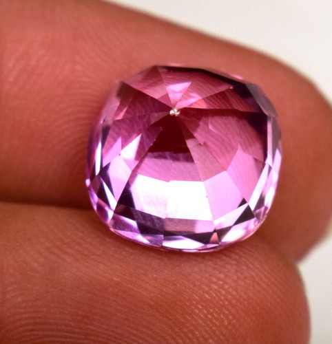 Lab-Created Pink Tourmaline 11.25 Ct Cushion Cut Loose Gemstone - Picture 6 of 6