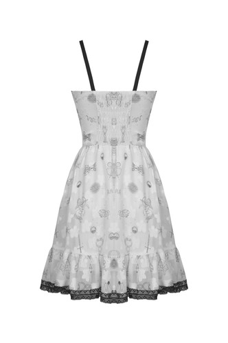 DARK IN LOVE Damen weiß Gothic Lolita Daily Wear Träger kurzes Kleid Party Rock - Bild 3 von 23