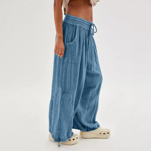 Damen Cargohose Baggy weites Bein lockere High Waist Hose mit mehreren Taschen - Bild 20 von 40