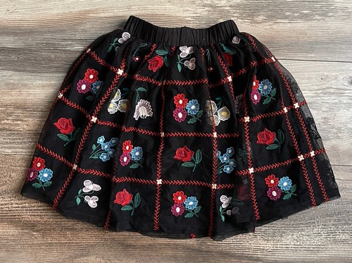 NWT Hanna Andersson Multicolored Floral Embroidered Pull-On Skirt Size 3T - Picture 2 of 4