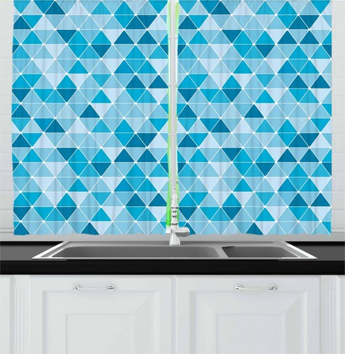 Geometric Kitchen Curtains 2 Panel Set Decor Window Drapes 55" x 39" Ambesonne - Picture 1 of 15