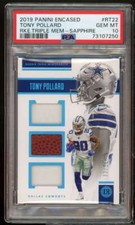 Tony Pollard Rookie 2019 Panini Encased Triple Mem Sapphire #RT22 (pop 1) PSA 10
