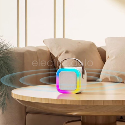 Mini Karaoke Machine for Kids Portable Bluetooth Speaker & 2 Microphone with LED - Picture 14 of 27