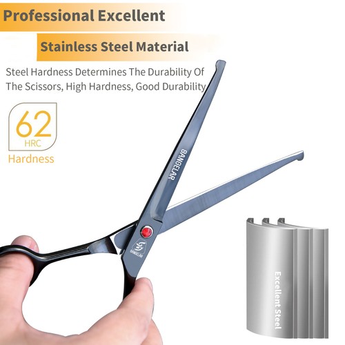 Sangelar 7" Pet Grooming Scissors, Round Tip, Safe for Skin, Straight & Curved - Picture 3 of 8