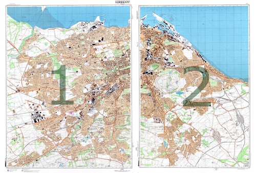 Russische sowjetische Militär topographische Karte - EDINBURGH (UK), Blatt 1 & 2, REPRINT - Bild 1 von 5