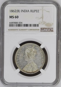 Bombay-India-British-Silver-Rupee-Victoria-1862-NGC-MS-60-Type-A-Bust-0-6