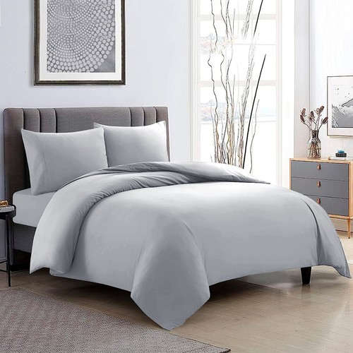 Duvet Cover With Fitted Sheet &Pillowcase Brushed Fabric 4 Piece Quilt Cover Set - Picture 10 of 76