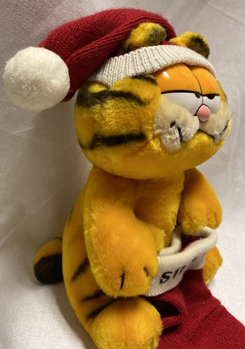 Garfield Dakin Plush 9" Christmas STUFF IT 1981 Stocking Hat - Picture 2 of 6