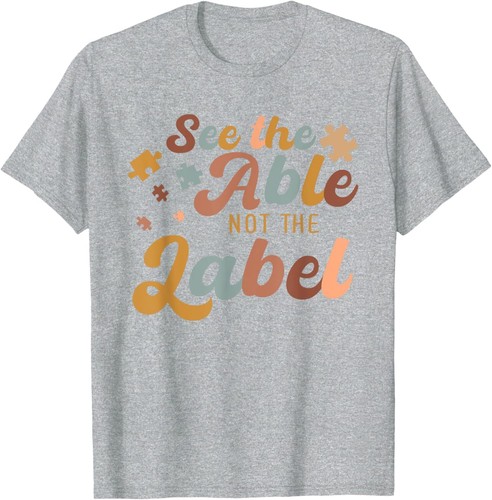 See The Able Not The Label Autism Awareness Day Puzzle Piece T-Shirt Hoodie - Picture 9 of 19