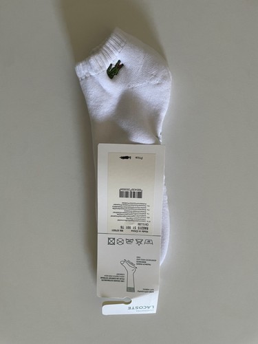 3 Pair Lacoste Unisex Cotton Socks- White- US 9-12 - Picture 2 of 8