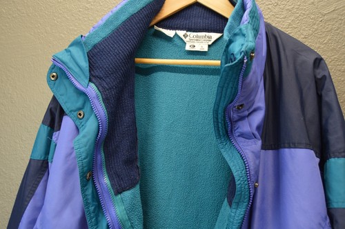 Vintage 90s Columbia Bugaboo Ski Coat Jacket Womens XL Teal Purple Fleece Lined - Picture 8 of 15
