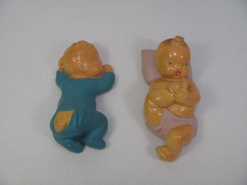 VINTAGE BABY JUNGE & MÄDCHEN KREIDE KINDERZIMMER WAND HÄNGEN REGAL SITTER 1940ER #9 - Bild 5 von 5