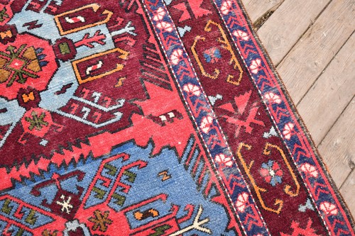Alfombra caucásica 44''x72"" hecha a mano alfombra de lana vintage alfombra rosa 3x6 112x184 cm - Imagen 10 de 11