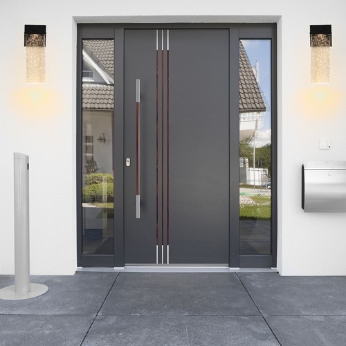 2 Pack Modern LED Outdoor Wall Light Dusk to Dawn Exterior Porch Mount Fixtures - Picture 9 of 12