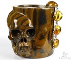 4.4" Tiger Iron Eye Carved Crystal Skull Storage, Coffee Jar、Pen Container