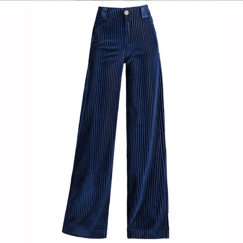 Damen Samt Weite Beinhosen Retro Lange Hosen Locker Casual OL Business - Bild 5 von 15