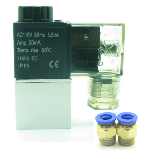 Pneumatic Air Solenoid Valve AC110V NC + 8mm Fittings 2 Way 2 Position 2V025-08 - Picture 3 of 10