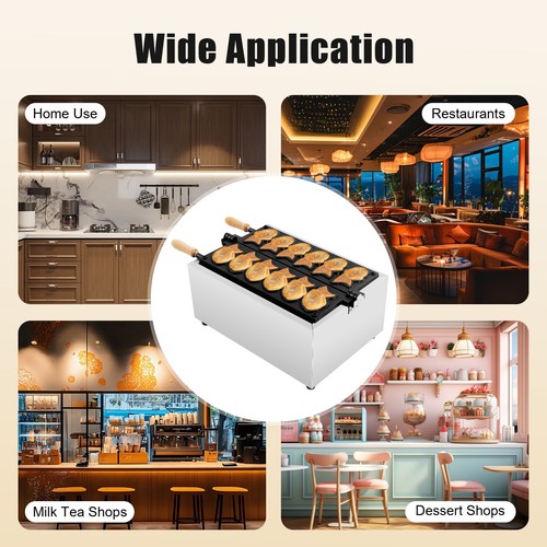 Máquina para hacer gofres eléctrica 2400 W comercial Taiyaki Baker molde en forma de pescado - Imagen 4 de 13